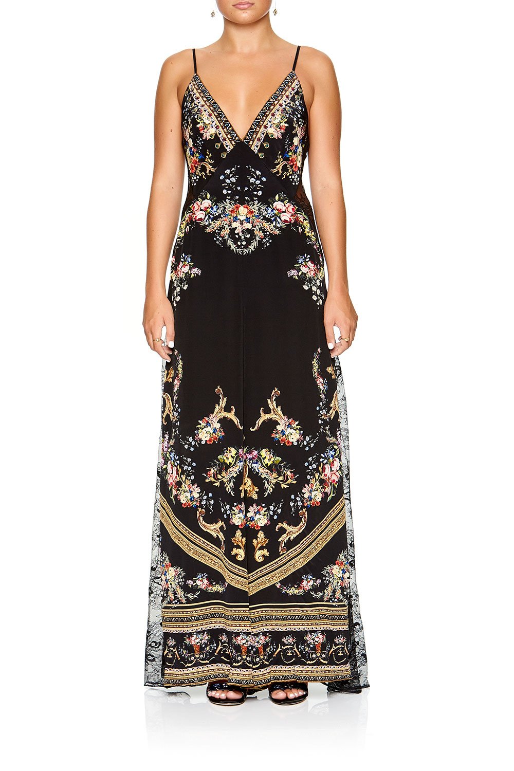 CAMILLA JUMPSUIT WITH LACE INSERT FRIEND IN FLORA