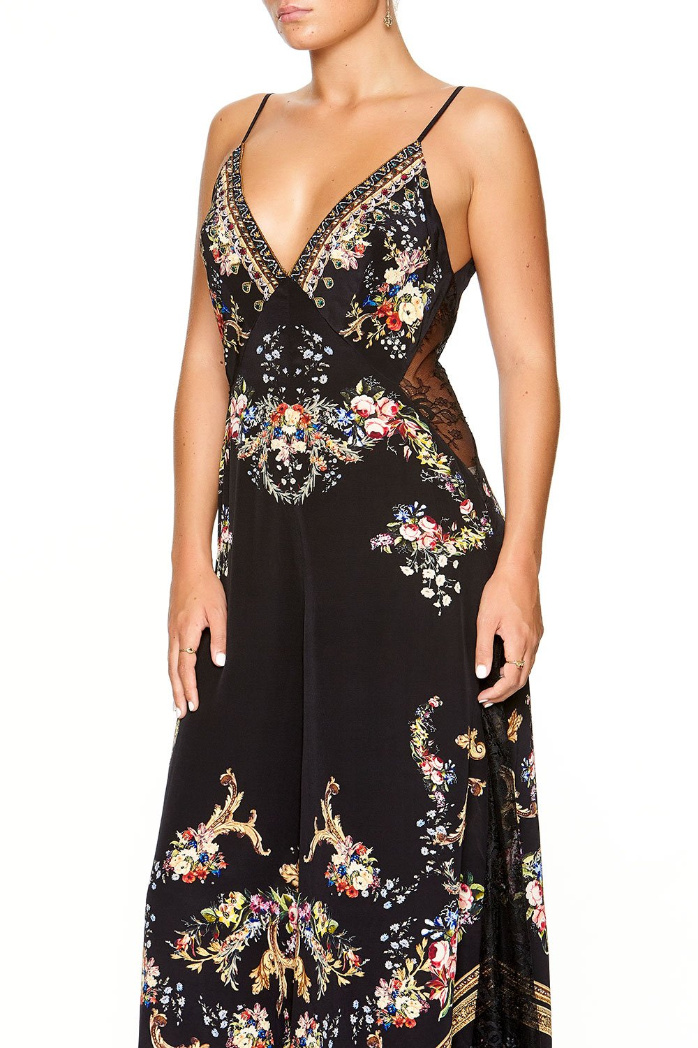 CAMILLA JUMPSUIT WITH LACE INSERT FRIEND IN FLORA