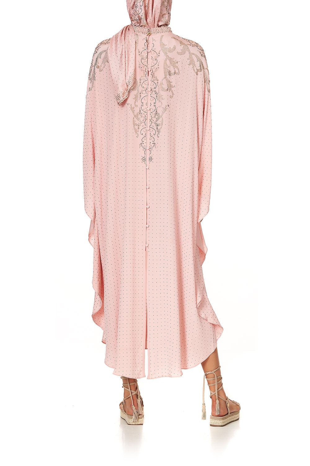 KAFTAN WITH HIGH COLLAR STAND LUXE PINK