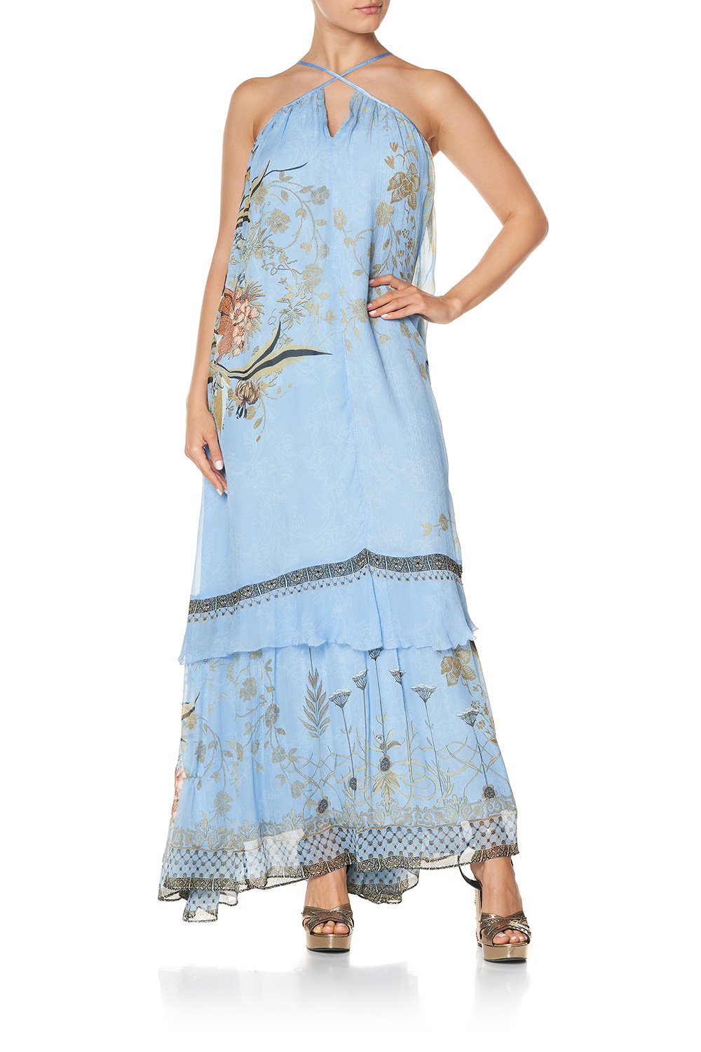 KEYHOLE NECK LONG DRESS FAIRY FOUNTAIN