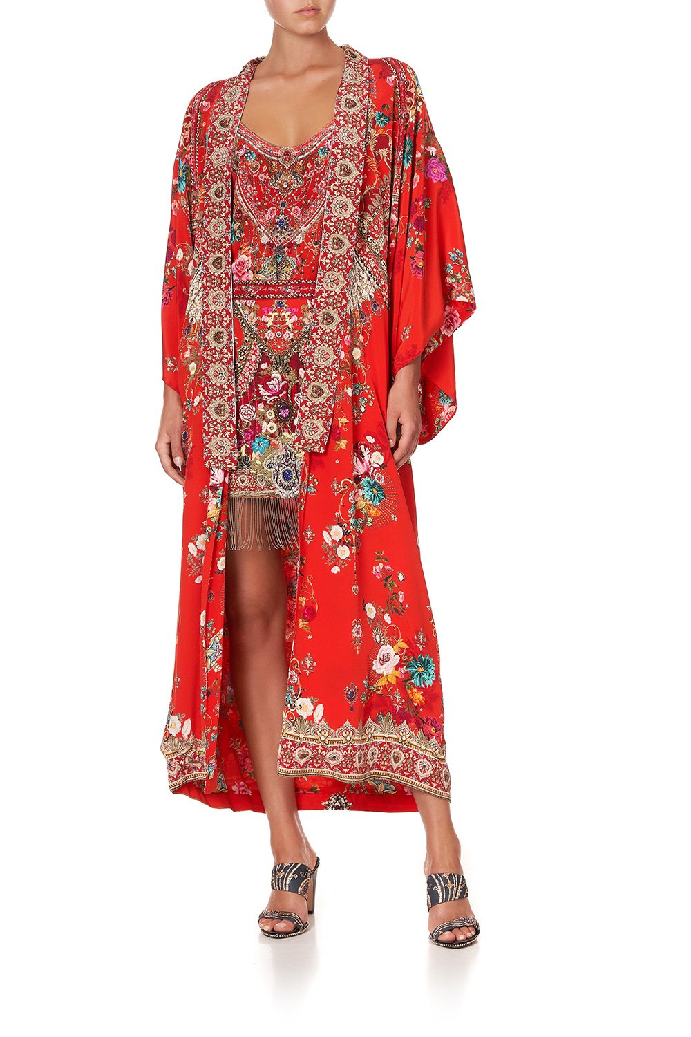 EMBELLISHED KIMONO COAT CAMEOS CAN CAN