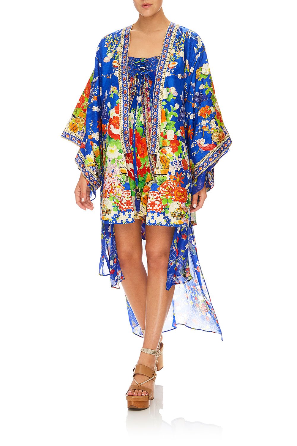 CAMILLA KIMONO W/ LONG UNDER LAYER PLAYING KOI