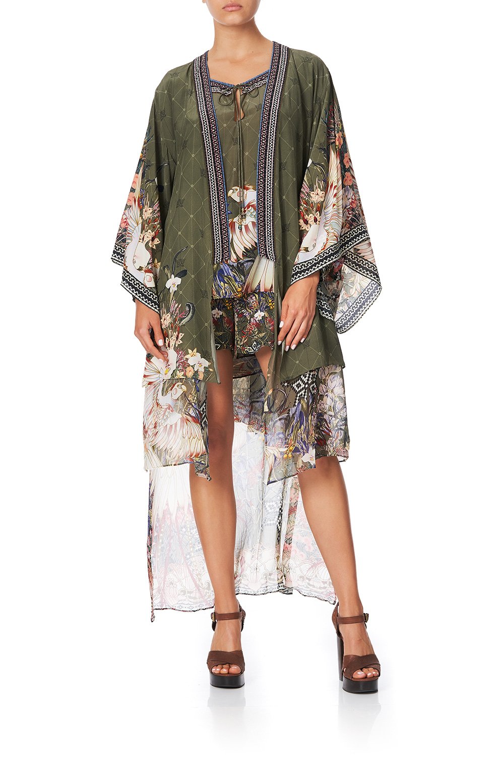 KIMONO WITH LONG UNDERLAYER WATCHFUL WINGS