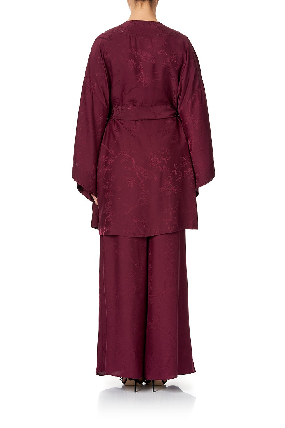 KIMONO WITH TIE BELT BURGUNDY