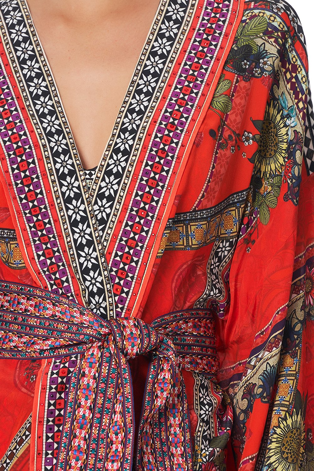 KIMONO WITH TIE BELT WONDERING WARATAH