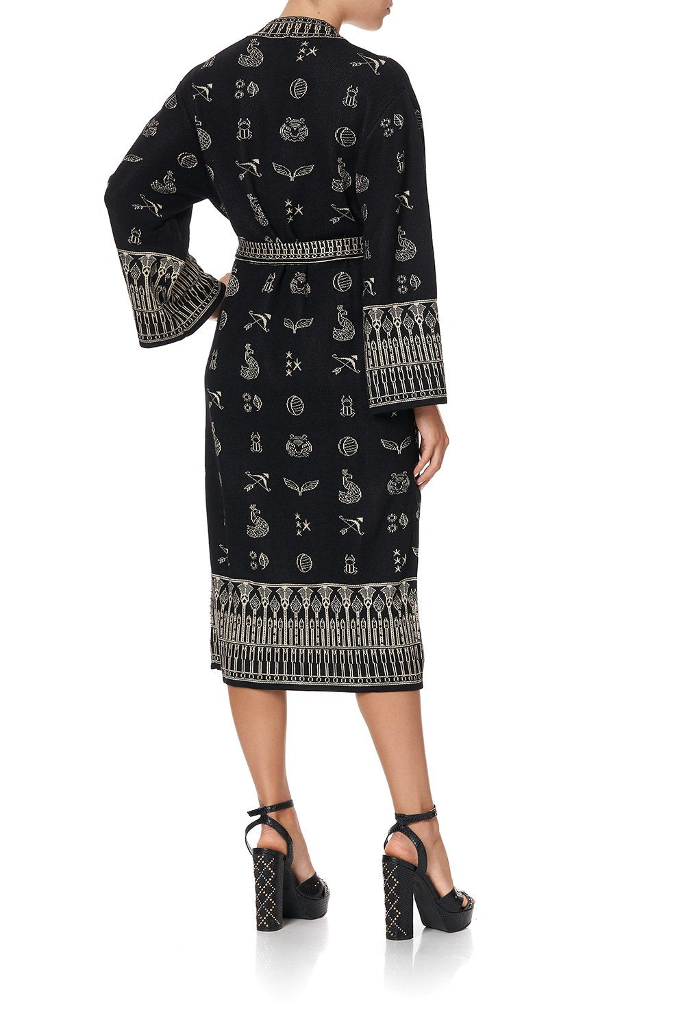 KNIT JACQUARD ROBE WITH WIDE SLEEVE COBRA KING