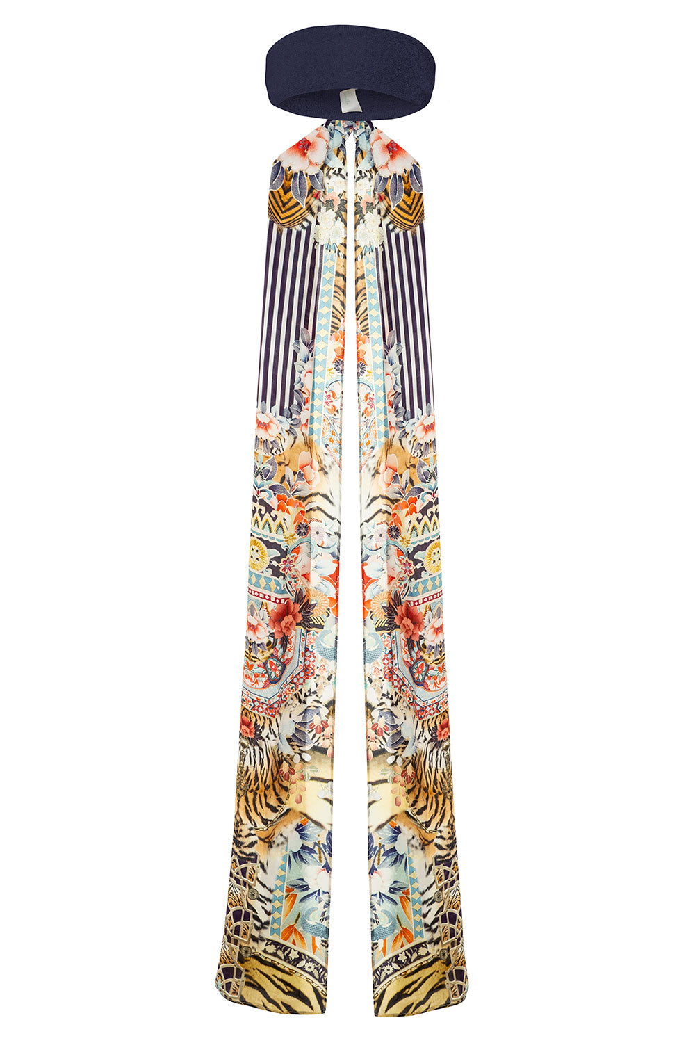 CAMILLA THE LONELY WILD KNITTED HEAD BAND W SILK SCARF