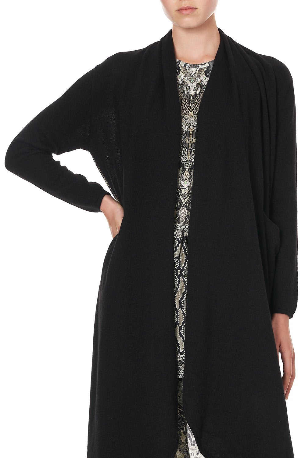 KNITTED CASUAL JACKET WITH SILK BACK ONE TRIBE