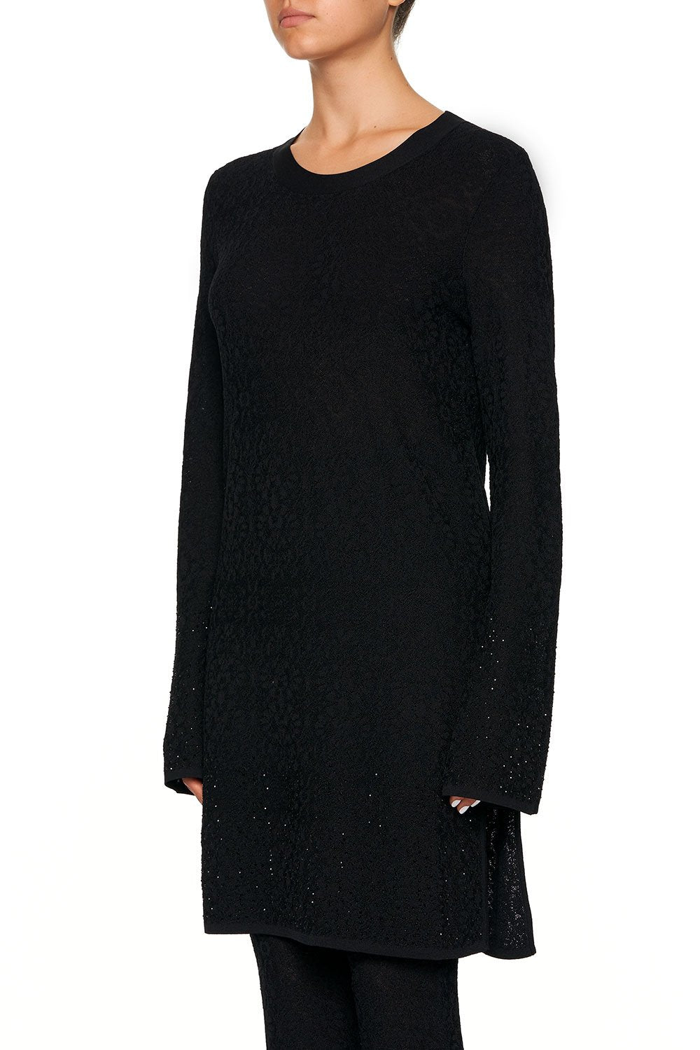 LACE KNIT TUNIC BLACK