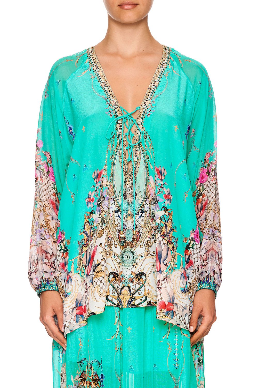 LACE UP BLOUSE FLORAISON