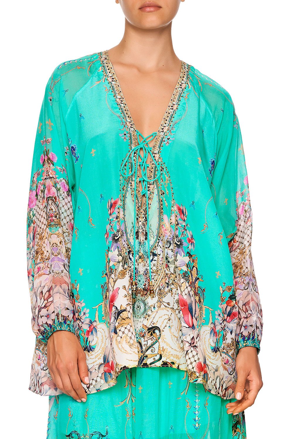 LACE UP BLOUSE FLORAISON