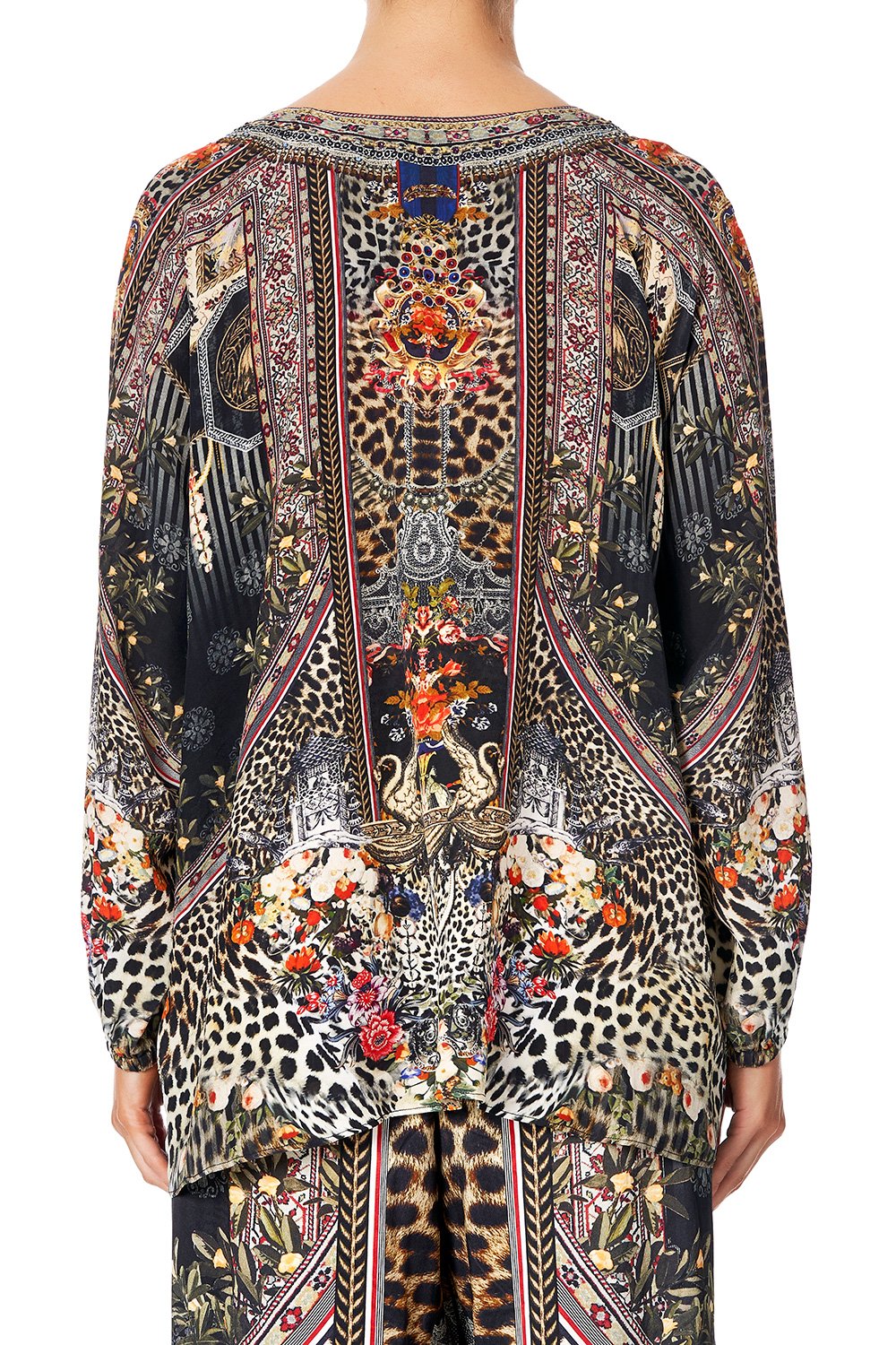 CAMILLA LACE UP BLOUSE MARAIS AT MIDNIGHT