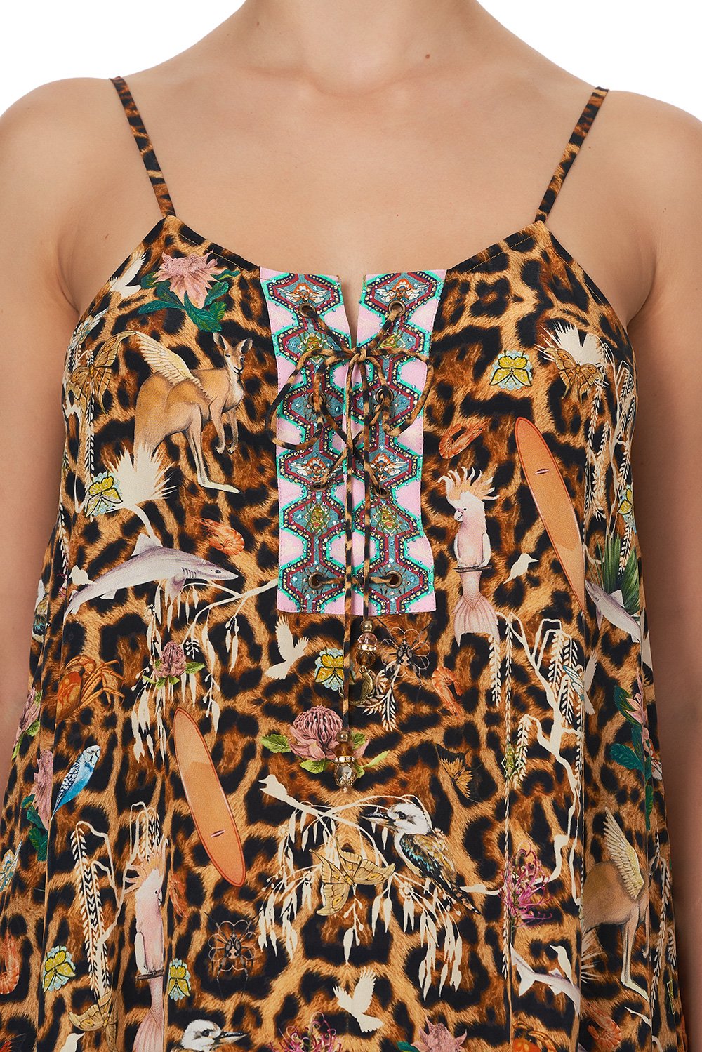 LACE UP FRONT CAMI FAUNA ELECTRO