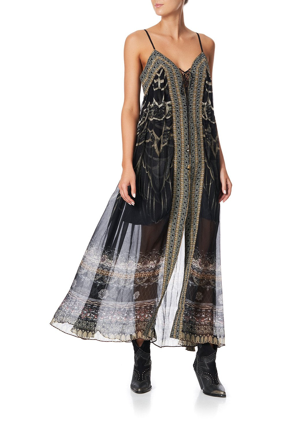 LACE UP FRONT DRESS UNDER A FULL MOON