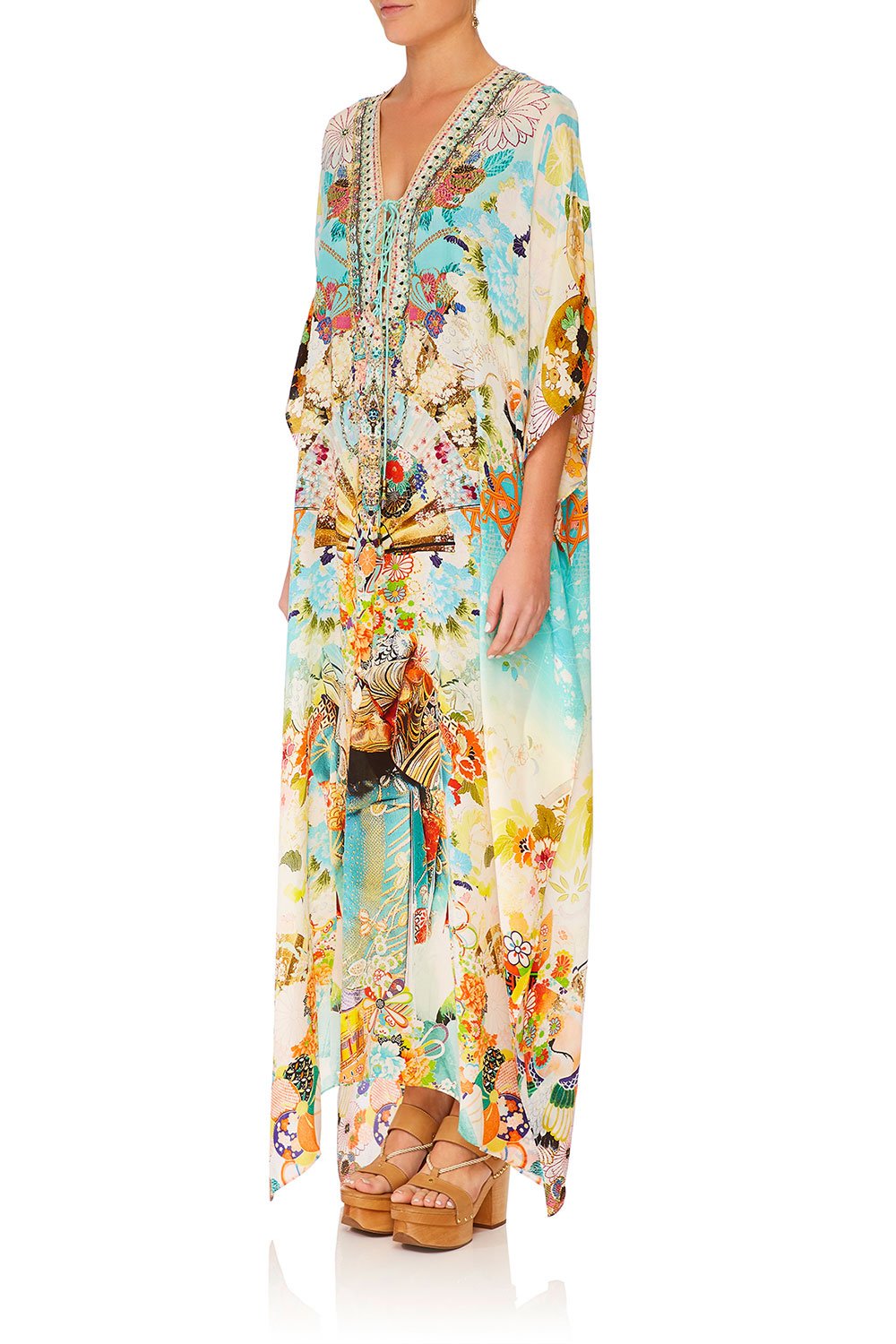 CAMILLA RETROS RAINBOW LACE UP KAFTAN