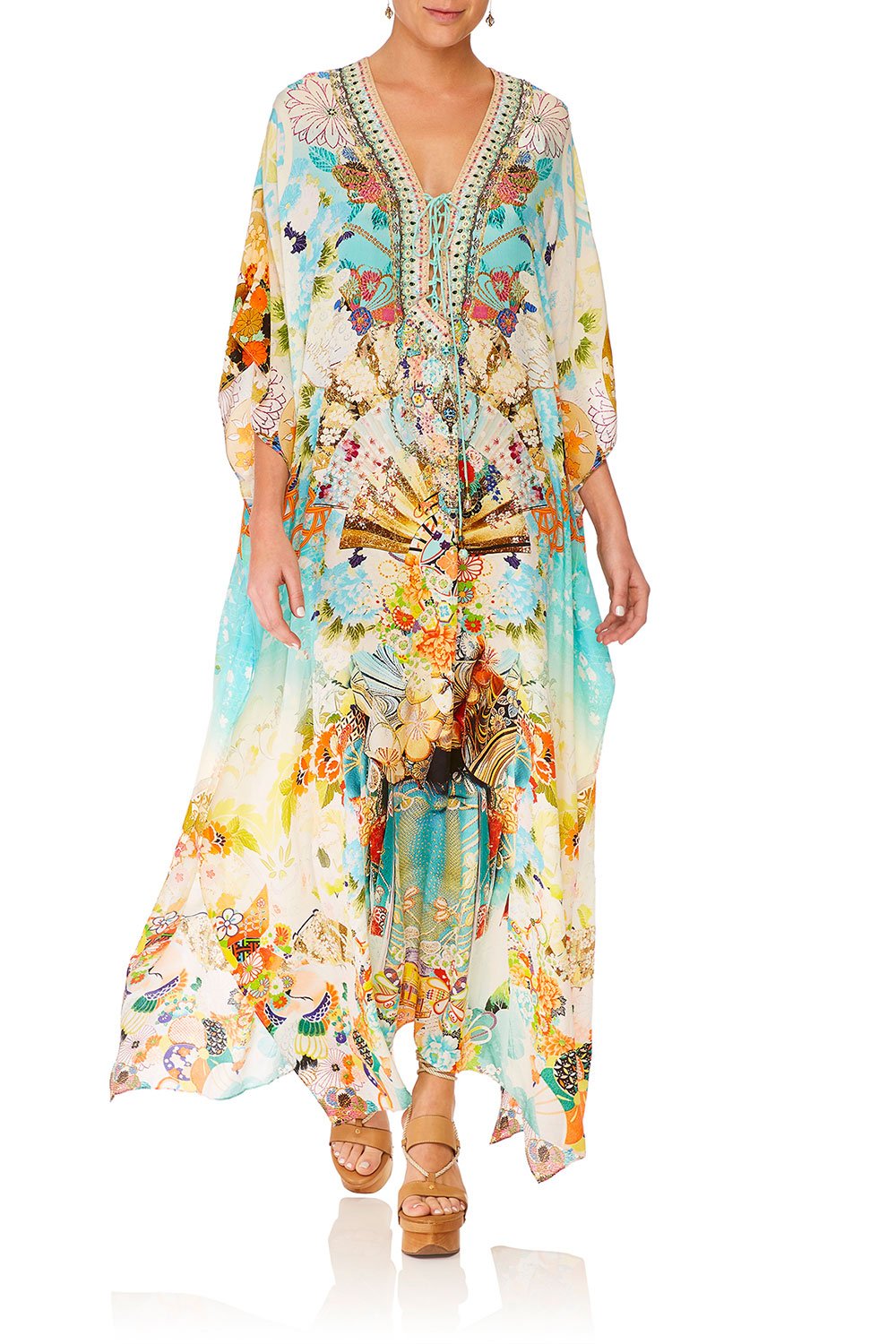 CAMILLA RETROS RAINBOW LACE UP KAFTAN