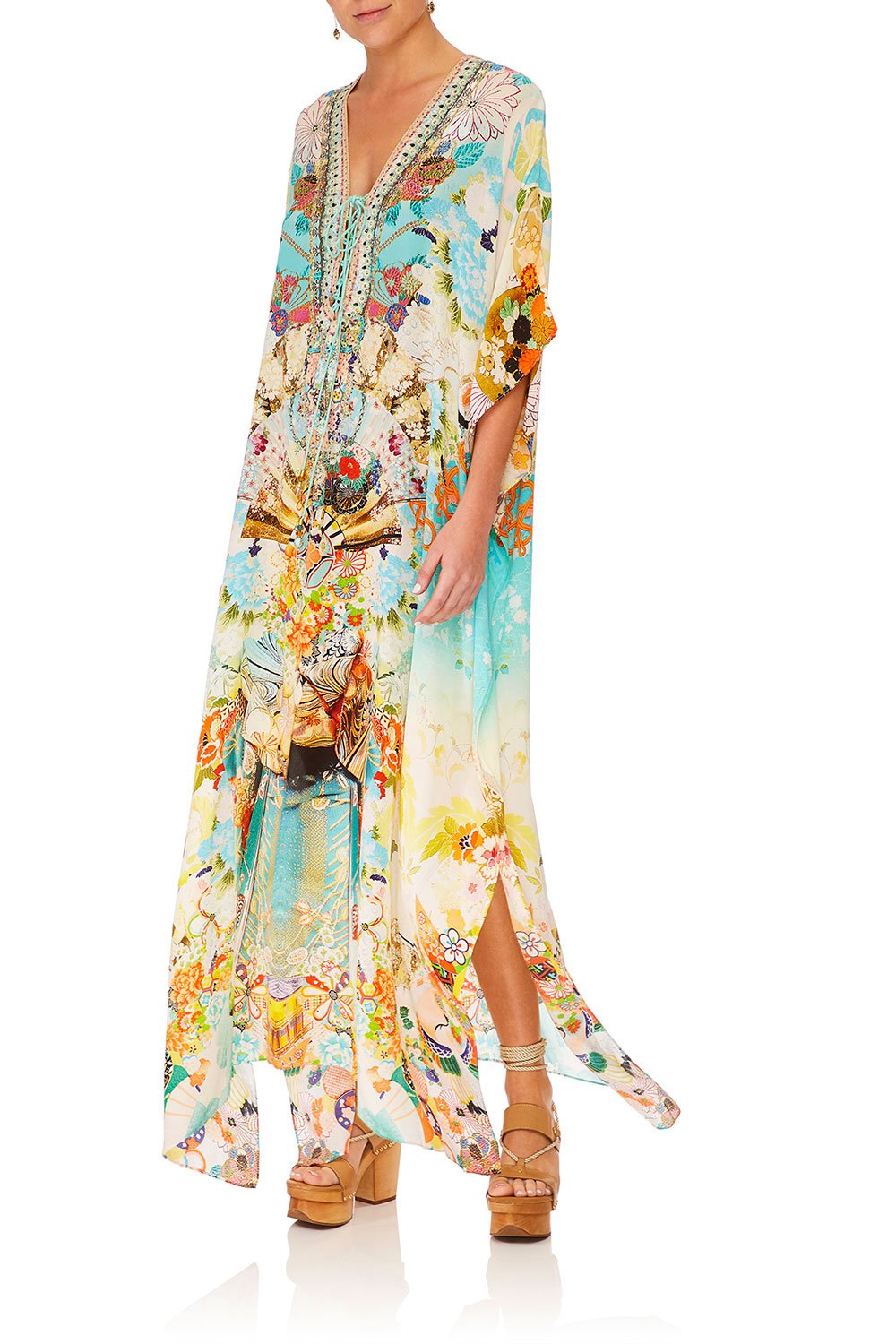 CAMILLA RETROS RAINBOW LACE UP KAFTAN