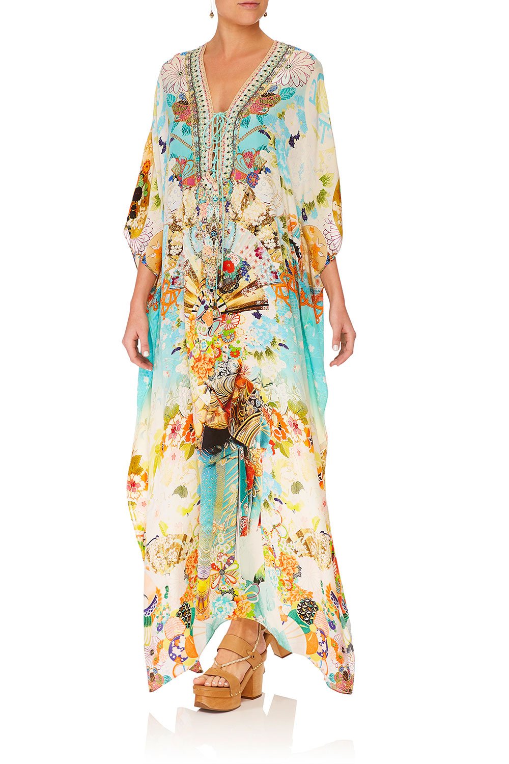 CAMILLA RETROS RAINBOW LACE UP KAFTAN