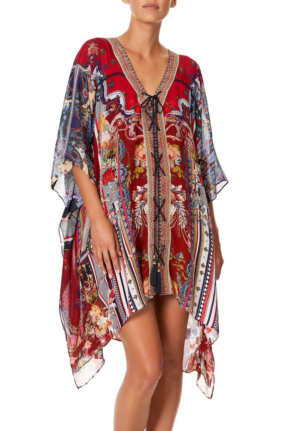 CAMILLA LACE UP KAFTAN WITH INSERT TRIM COSTUME PARTY
