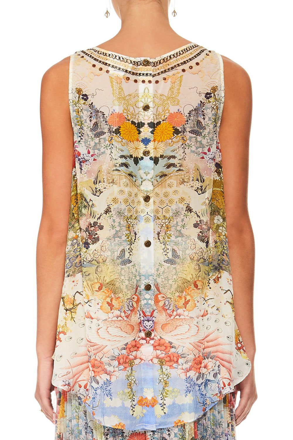 CAMILLA LADY LABYRINTH BUTTON BACK TOP