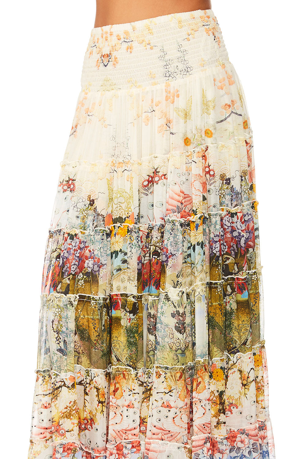 CAMILLA LADY LABYRINTH SHEER TIERED MAXI SKIRT