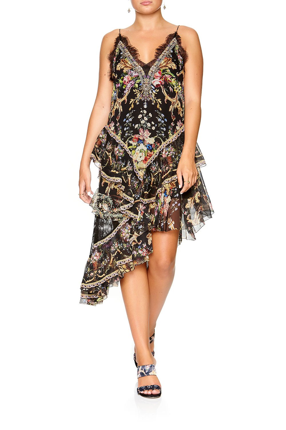 CAMILLA LAYERED ASYMMETRICAL DRESS FRIEND IN FLORA