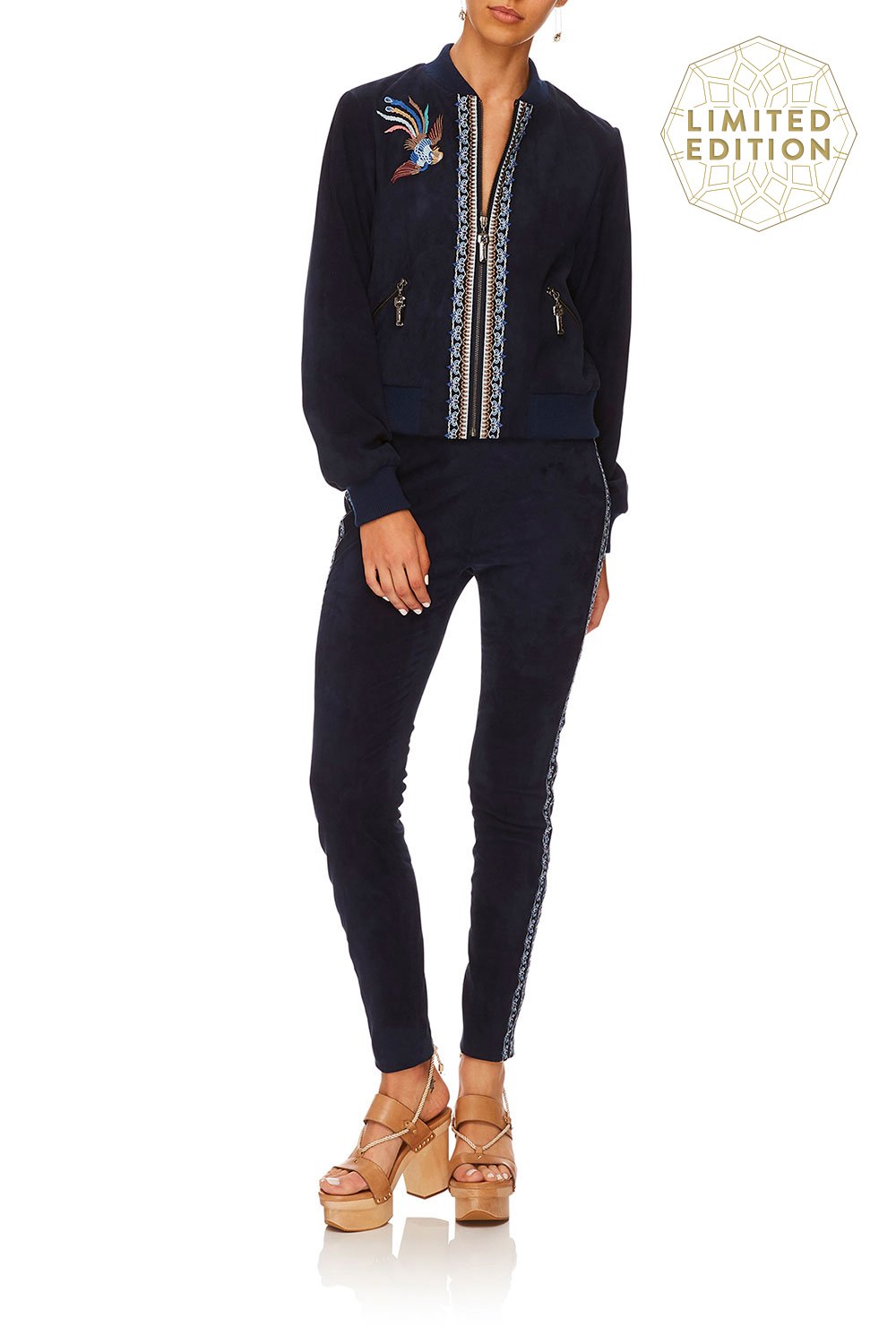 CAMILLA FOR THE FANS LEATHER BOMBER JACKET