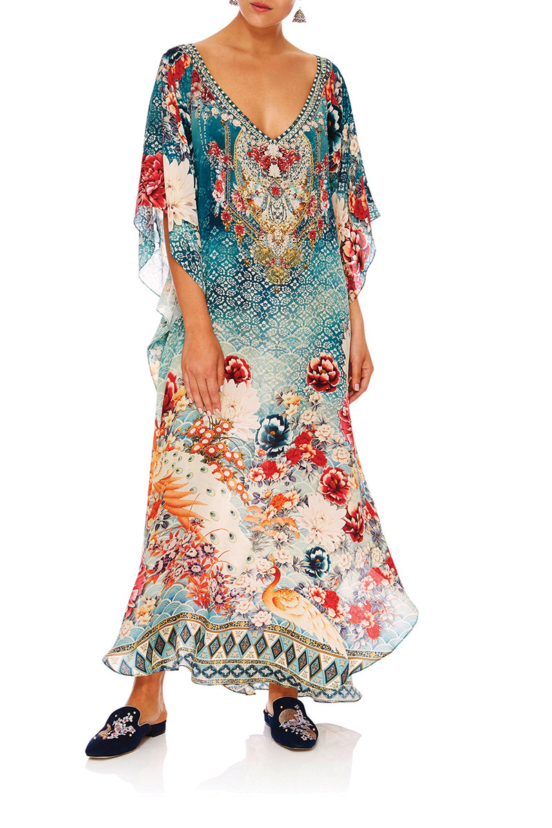 CAMILLA HER HEIRLOOM LONG V NECK KAFTAN
