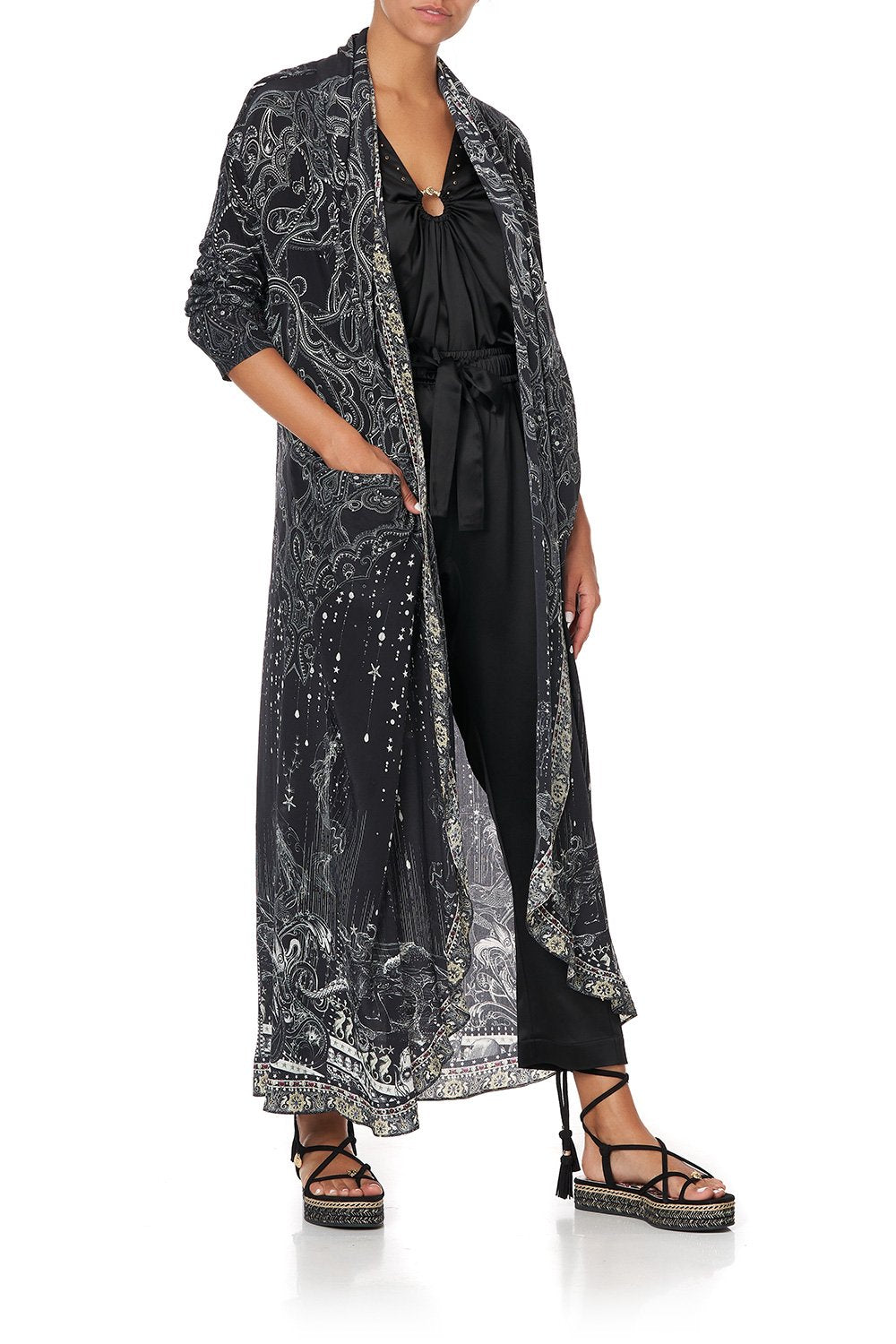 LONG CASUAL JACKET WITH POCKETS MIDNIGHT PEARL