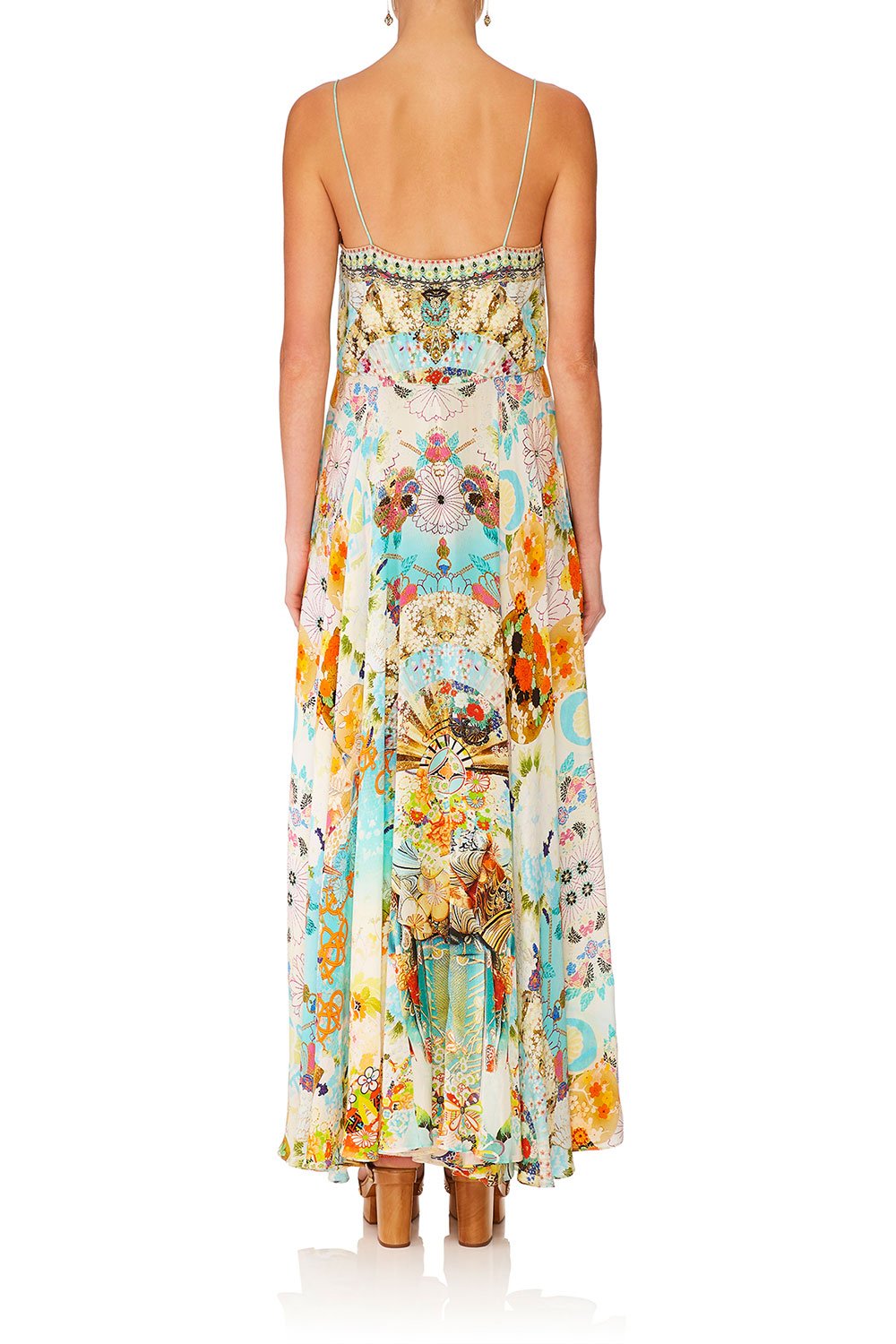 CAMILLA RETROS RAINBOW LONG DRESS W TIE FRONT