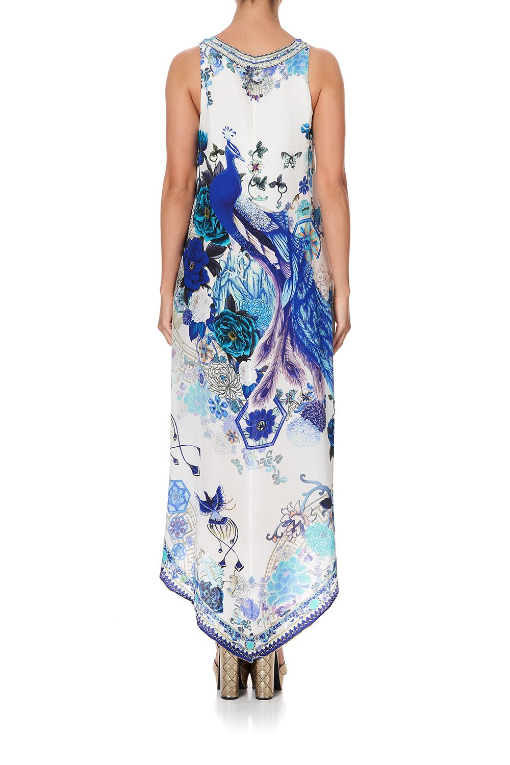 LONG DRESS WITH STRAP BEAD DETAIL WHITE SIDE OF THE MOON