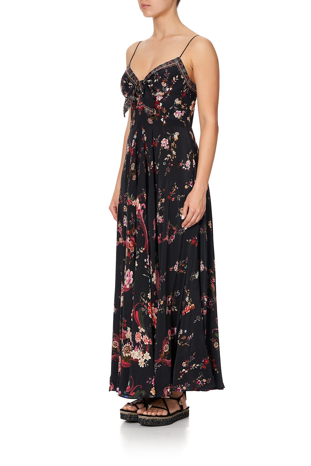 LONG DRESS WITH TIE FRONT A GIRL LIKE YOU