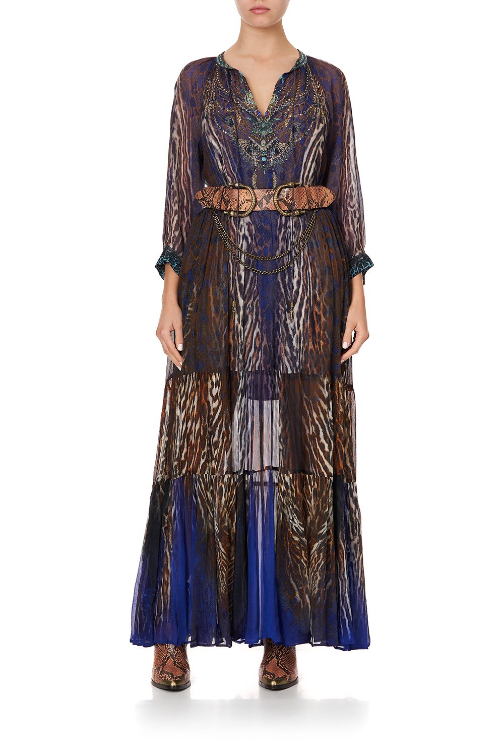 LONG GATHERED PANEL DRESS KOMODO QUEEN