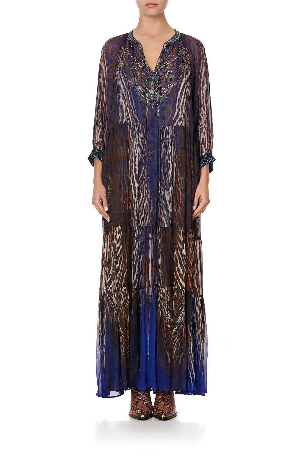 LONG GATHERED PANEL DRESS KOMODO QUEEN