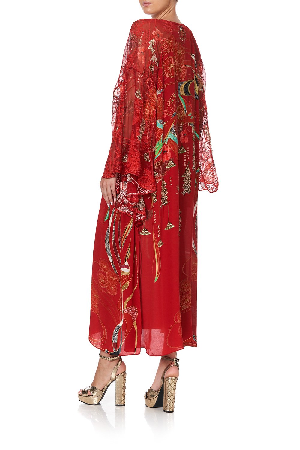 LONG RAGLAN SLEEVE FLARED KAFTAN FORBIDDEN FRUIT