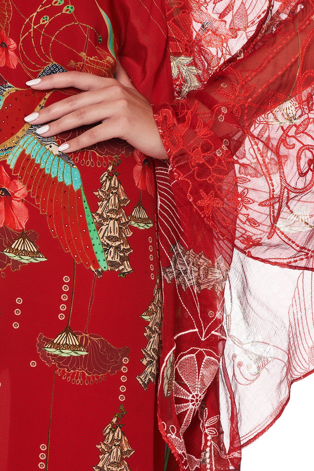 LONG RAGLAN SLEEVE FLARED KAFTAN FORBIDDEN FRUIT