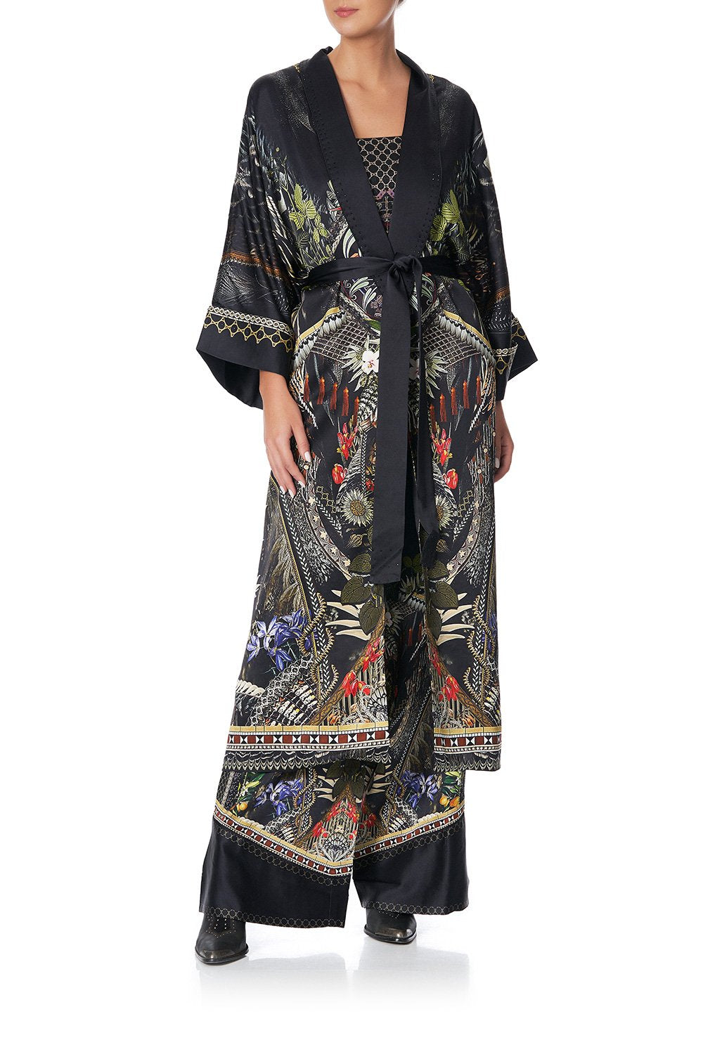 LONG ROBE WITH NARROW COLLAR BOTANICAL CHRONICLES