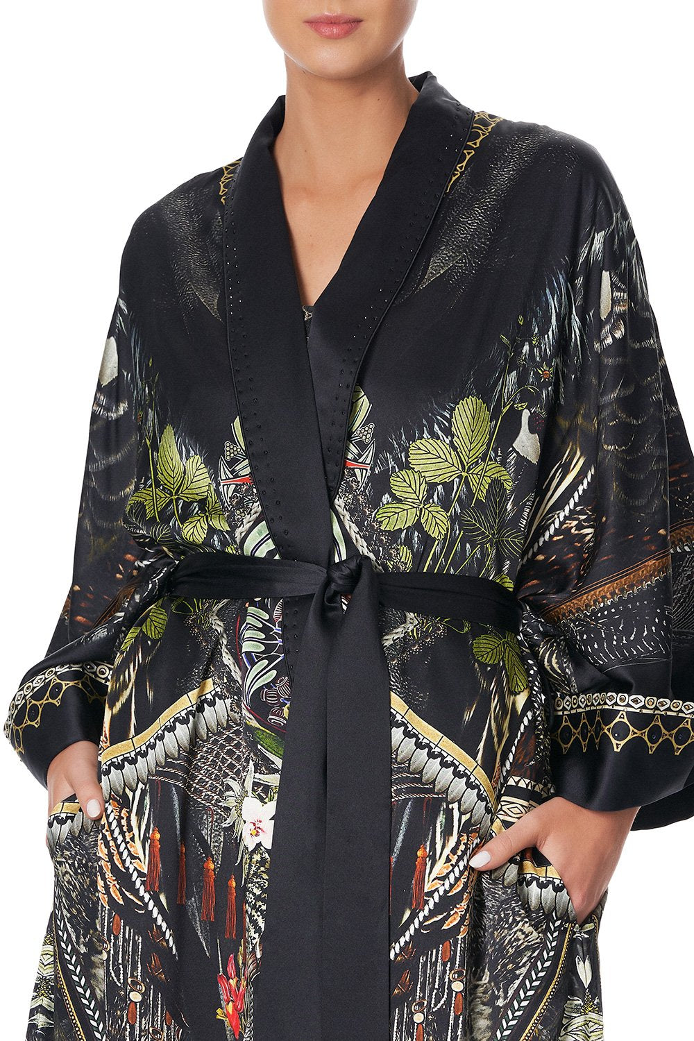 LONG ROBE WITH NARROW COLLAR BOTANICAL CHRONICLES