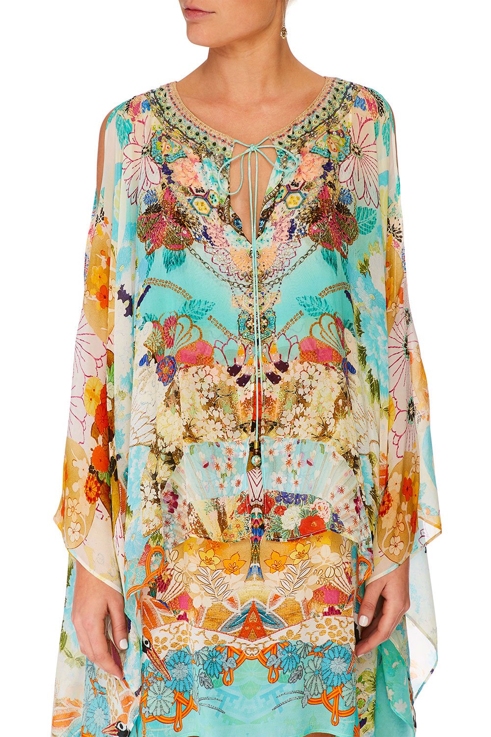 CAMILLA RETROS RAINBOW LONG SHEER OVERLAY DRESS