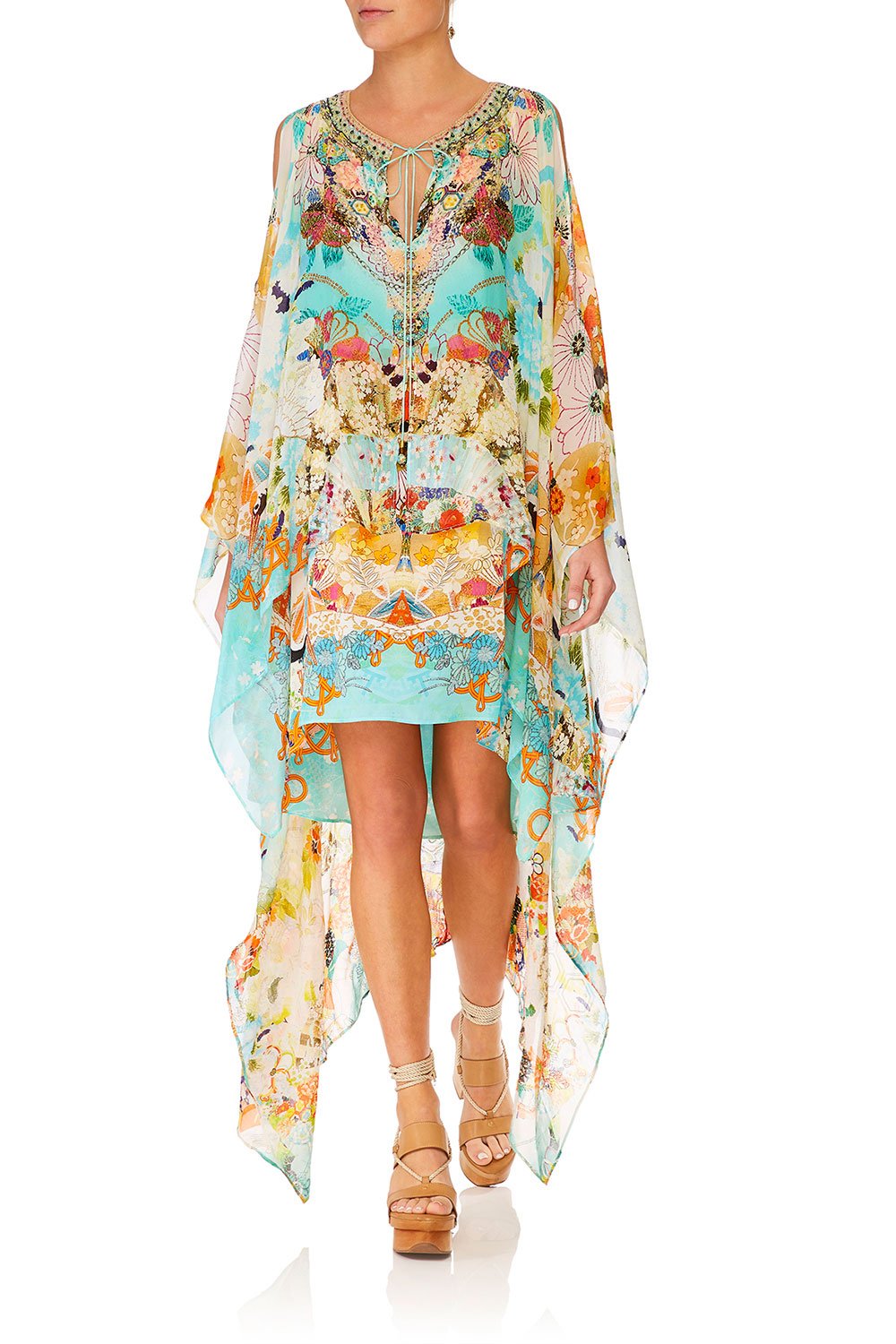 CAMILLA RETROS RAINBOW LONG SHEER OVERLAY DRESS