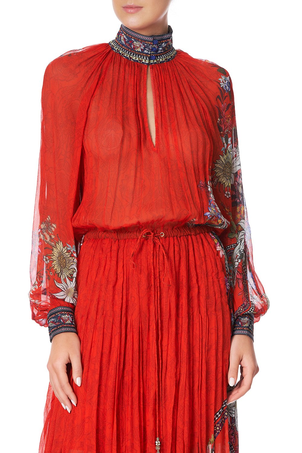 LONG SLEEVE DRESS WITH COLLAR WONDERING WARATAH