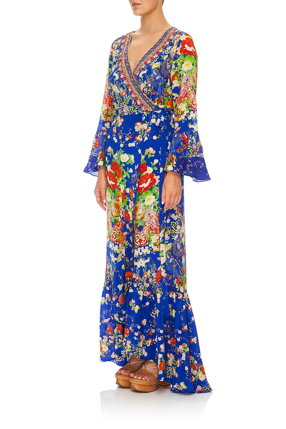 CAMILLA LONG SLEEVE WRAP DRESS PLAYING KOI