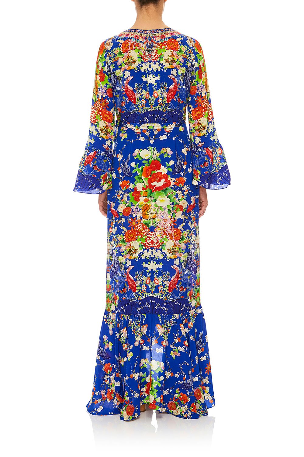 CAMILLA LONG SLEEVE WRAP DRESS PLAYING KOI