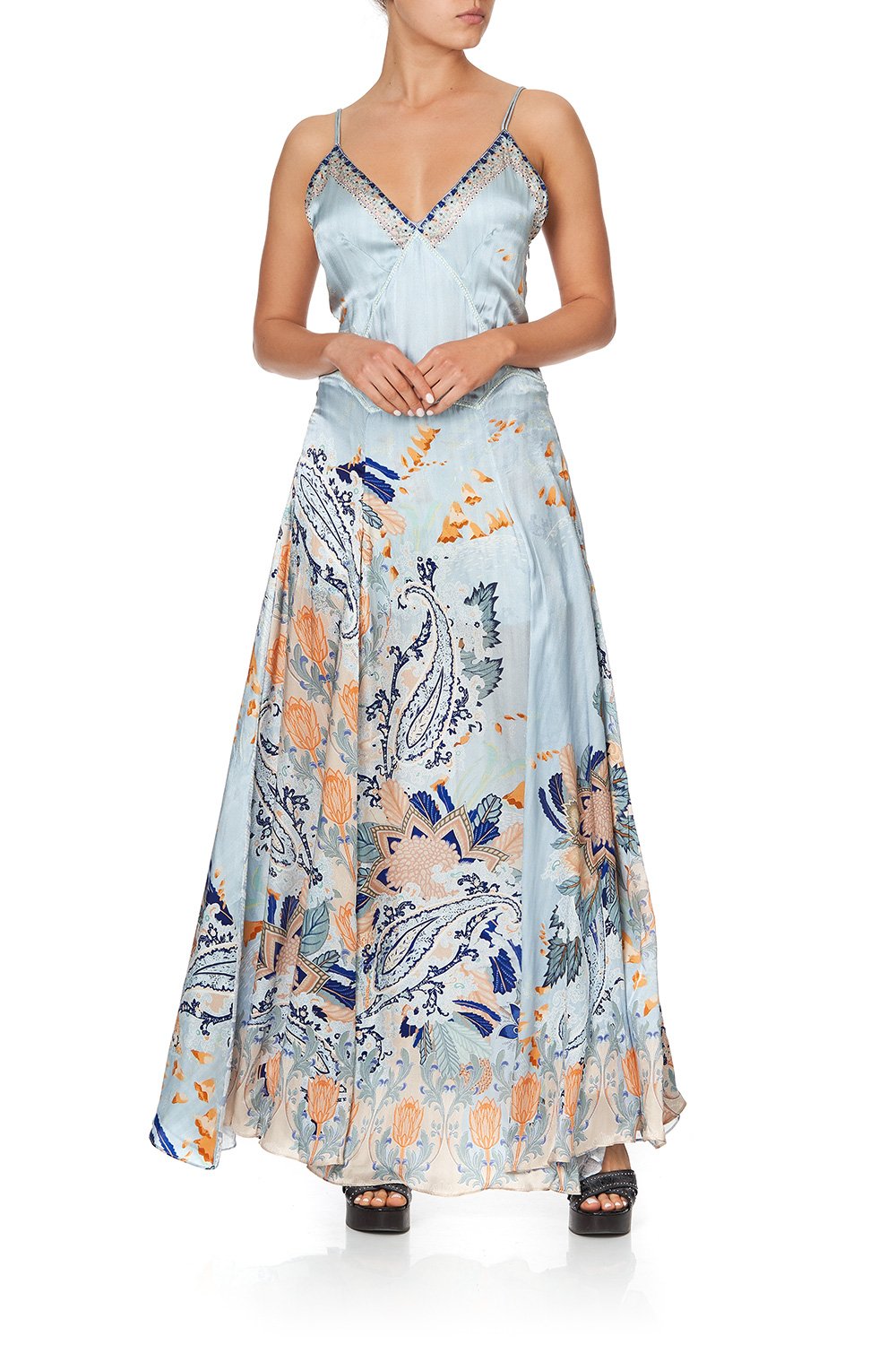 LONG SLIP DRESS WITH GODETS FRASER FANTASIA