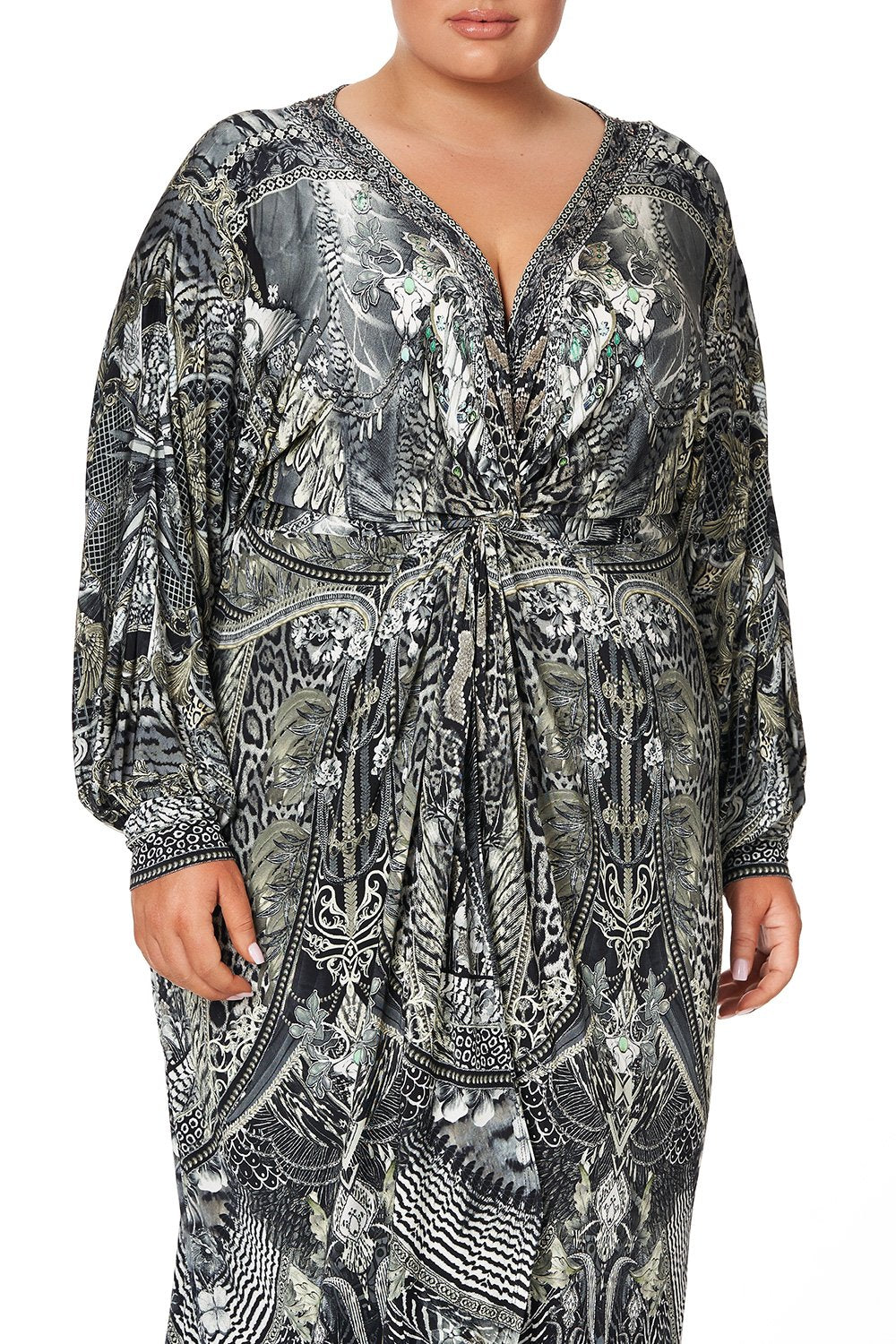 LONG SPLIT FRONT TWIST DRESS ONE TRIBE