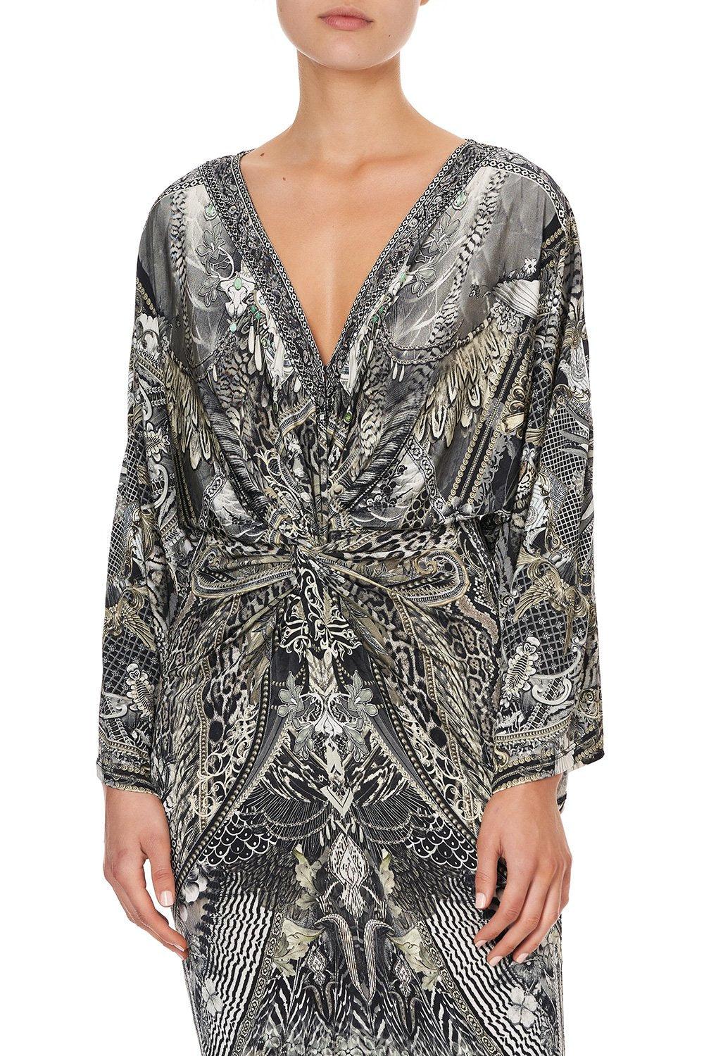 LONG SPLIT FRONT TWIST DRESS ONE TRIBE