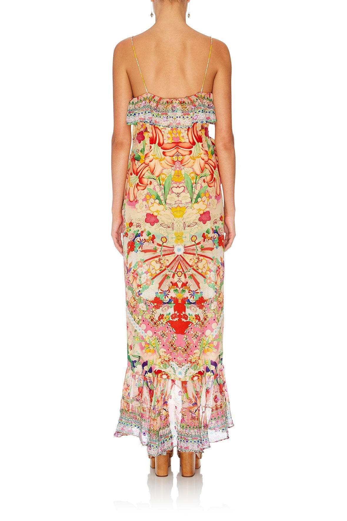 LONG WRAP DRESS WITH FRILL KIMONO KISSES