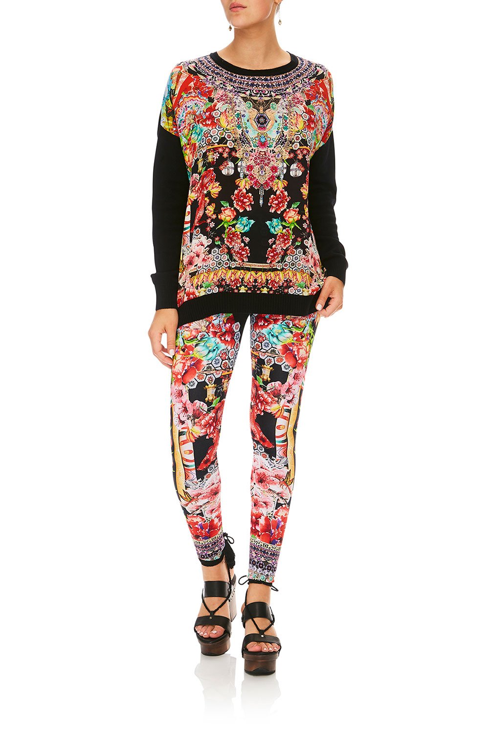 CAMILLA PAINTED LAND LOOSE FIT JUMPER W/ KNIT FRONT