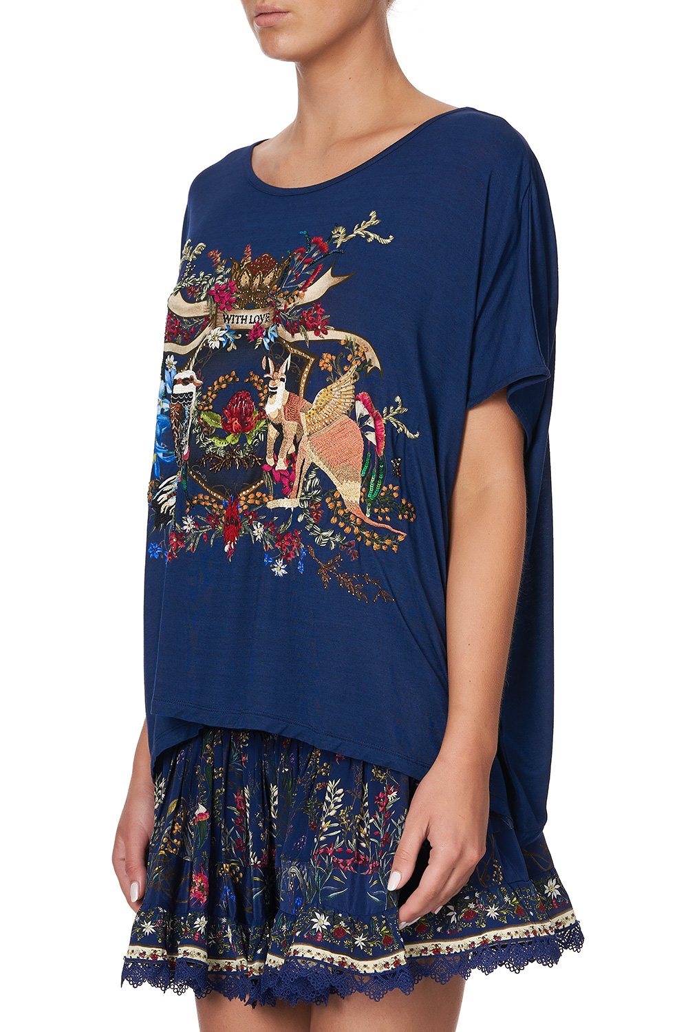 LOOSE FIT ROUND NECK TEE WINGS IN ARMS