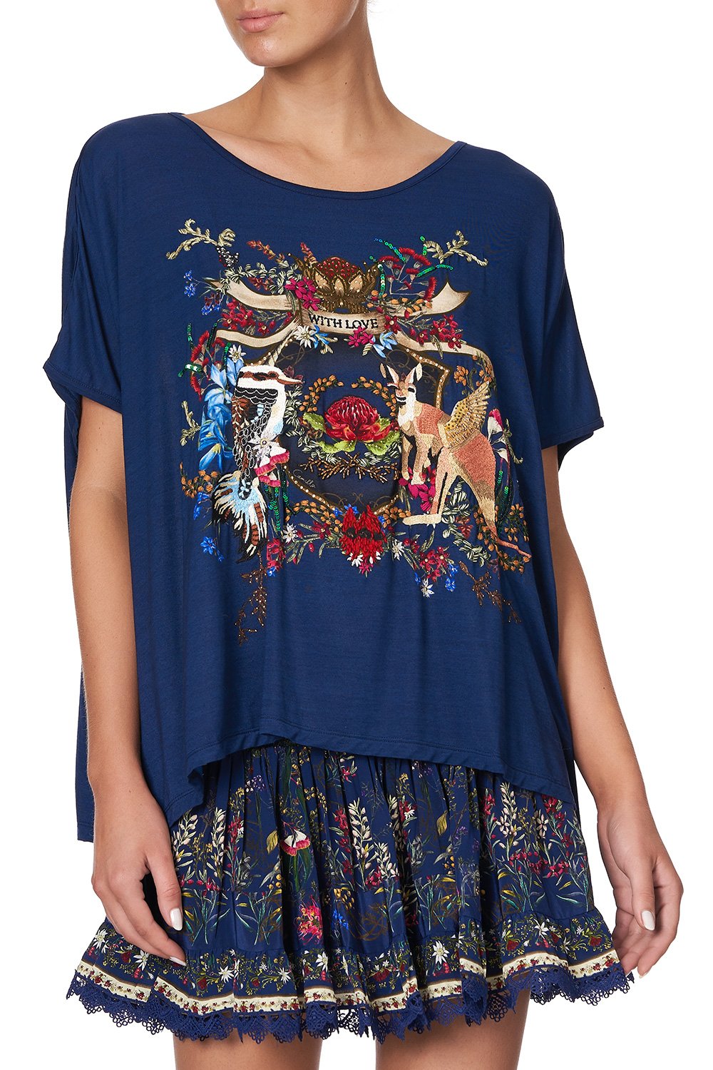 LOOSE FIT ROUND NECK TEE WINGS IN ARMS